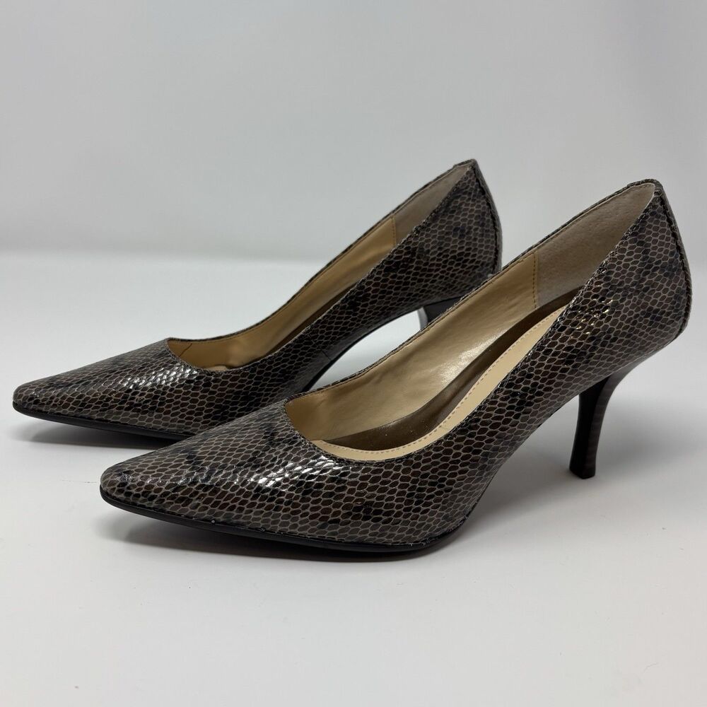 Calvin Klein Dolly Two Tone Snakeskin Leather Heels Womens Size 6 M